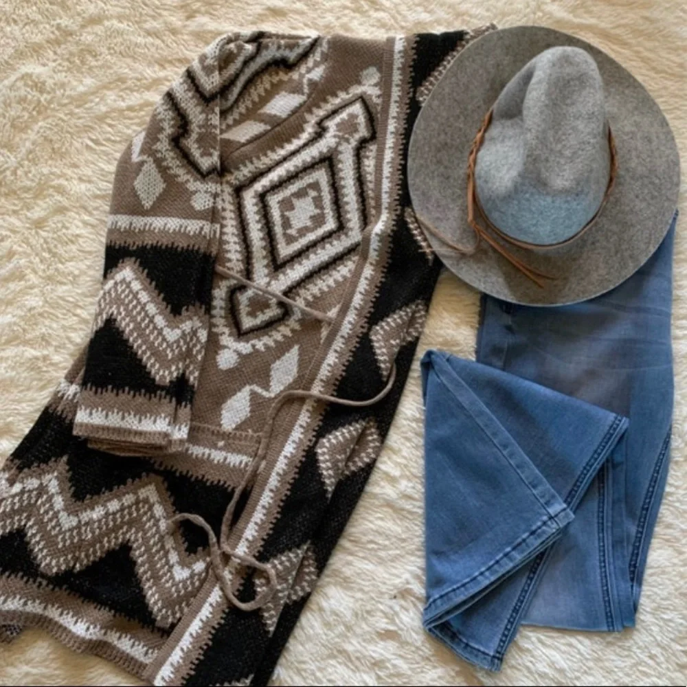 New Aztec Tribal Boho Western Ski Montana Cardigan Sweater Southwest Coat - Picture 10 of 12